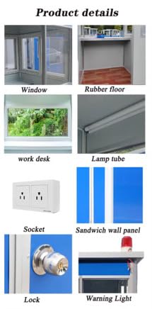 (4x4x7.5ft) Portable Security Guard Cabin, Outdoor Modern Security Booth with Alarm Light(White)- Extra Thick