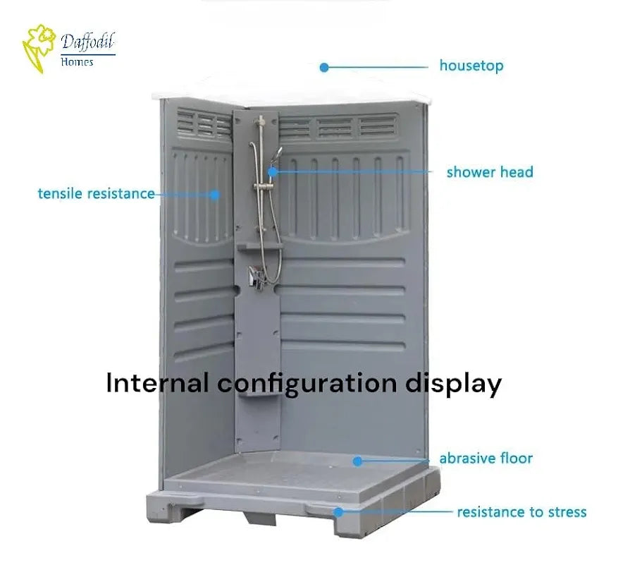 HPDE Heavy Duty Plastic Portable Shower Room, Gray