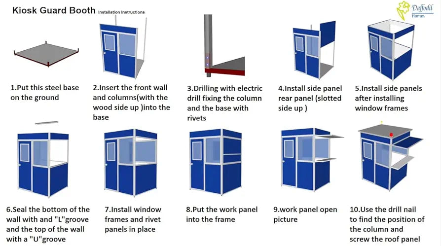 Commercial Food Kiosk, Prefabricated Shop Stand, 5x5x7.5 Feet, (Blue)