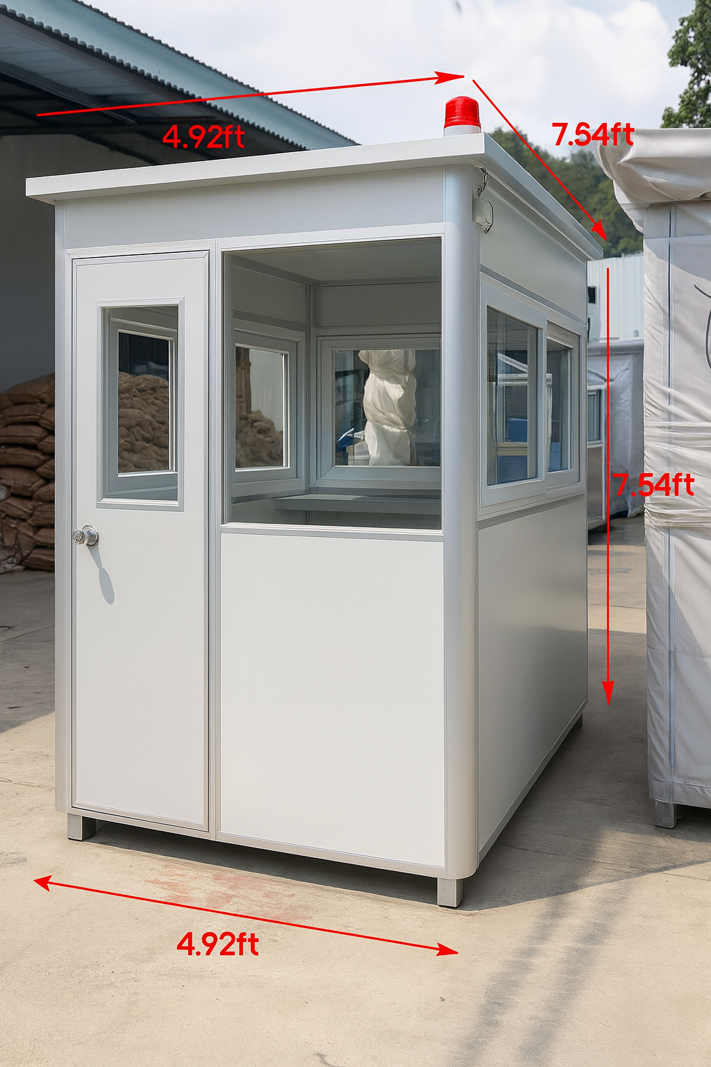 (5x5x7.5ft) Portable Security Guard Cabin, Outdoor Modern Security Booth with Alarm Light- Extra Thick