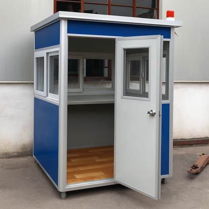 (5x5x7.5ft) Portable Security Guard Cabin, Outdoor Modern Security Booth with Alarm Light- Extra Thick