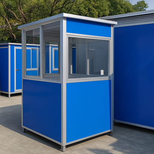 (5x5x7.5ft) Portable Security Guard Cabin, Outdoor Modern Security Booth with Alarm Light- Extra Thick
