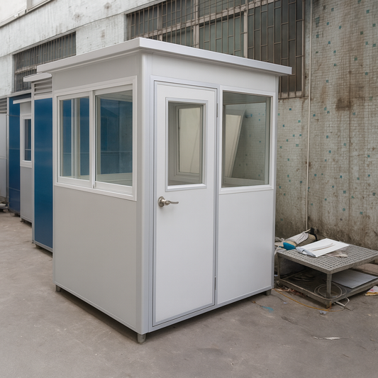 (5x5x7.5ft) Portable Security Guard Cabin, Outdoor Modern Security Booth with Alarm Light- Extra Thick