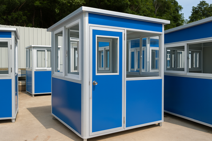 (5x6.5x7.5ft) Portable Security Guard Cabin, Outdoor Modern Security Booth with Alarm Light ( blue )