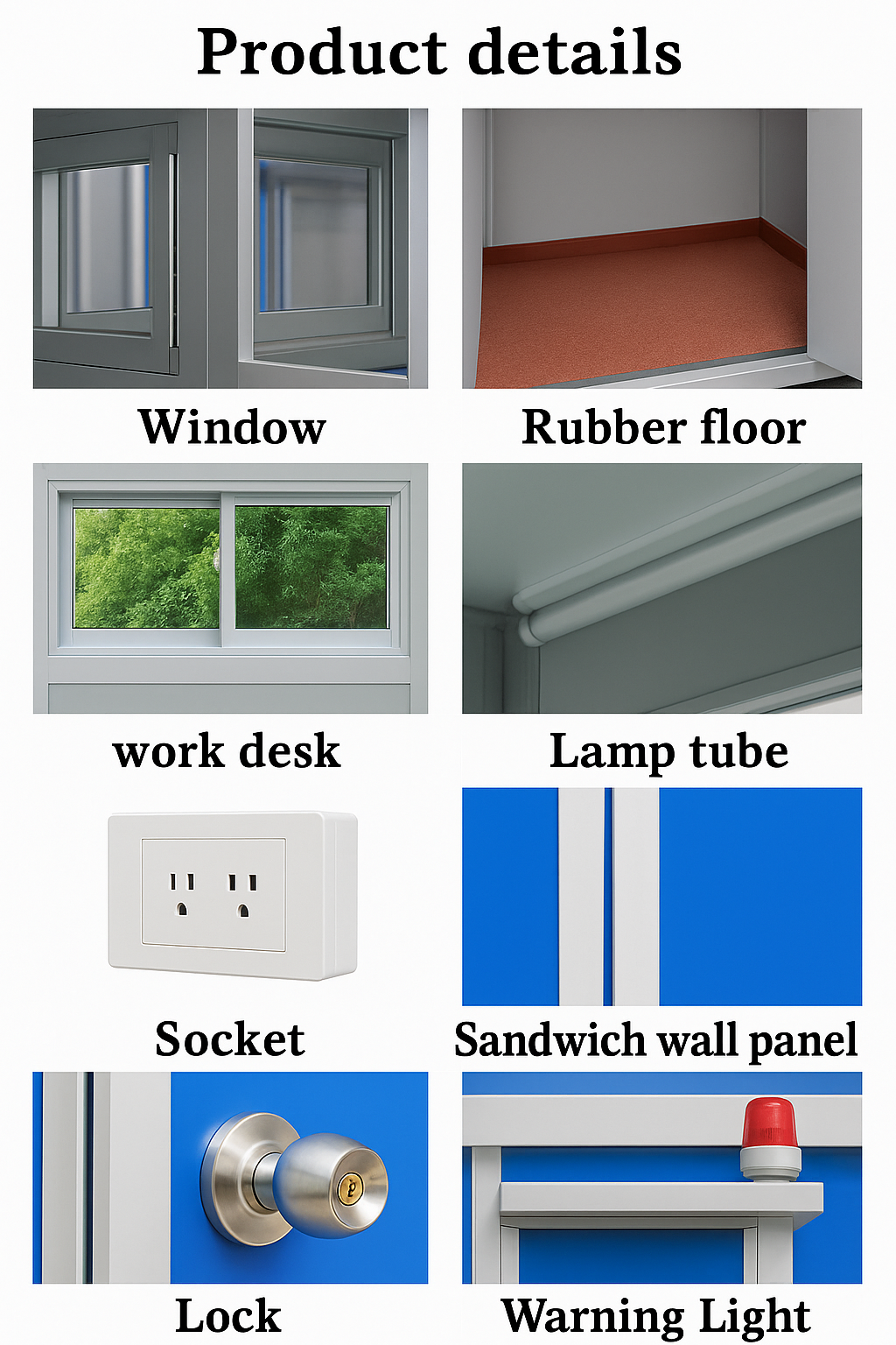 (5x6.5x7.5ft) Portable Security Guard Cabin, Outdoor Modern Security Booth with Alarm Light ( blue )