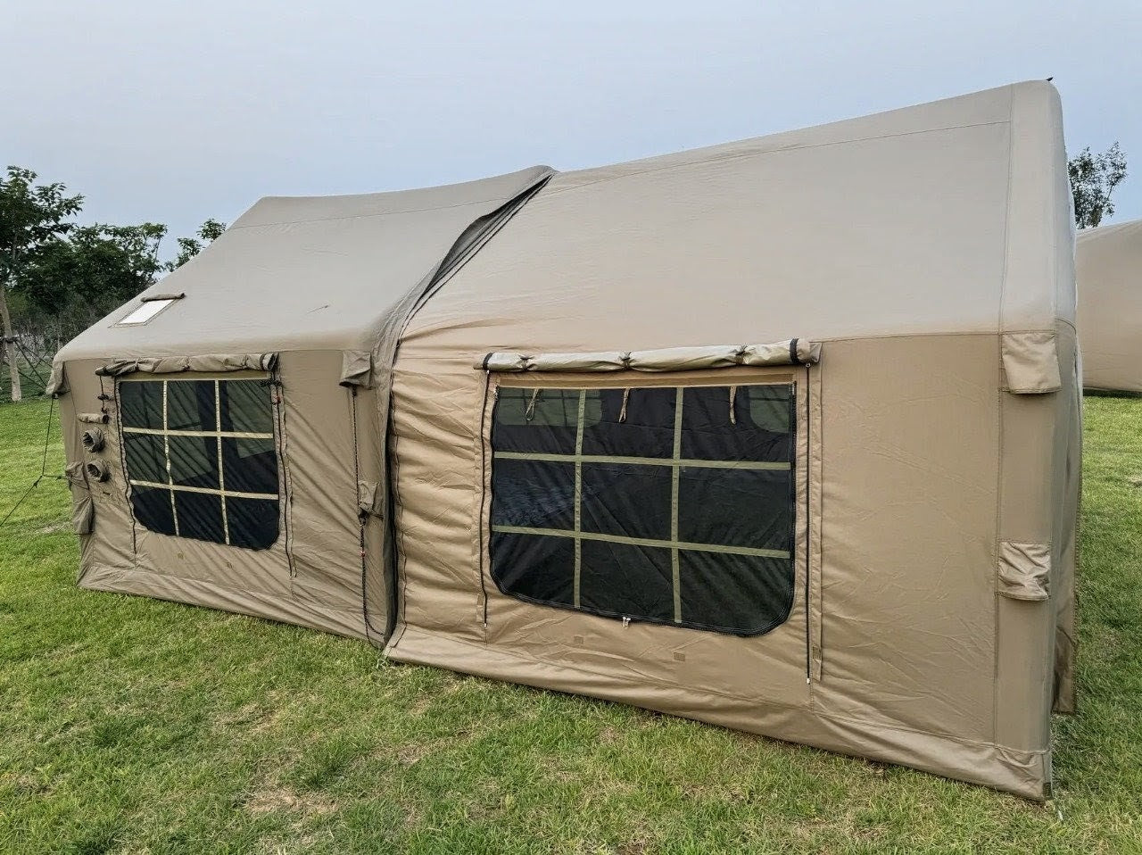 Luxury Inflatable Camping Tent Villa for 10-12 People with free Premium Accessories (Bed, Stove, Chairs & Electric Pump)