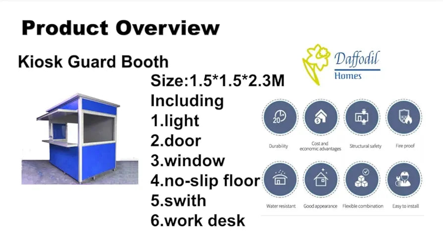 Commercial Food Kiosk, Prefabricated Shop Stand, 5x5x7.5 Feet, White