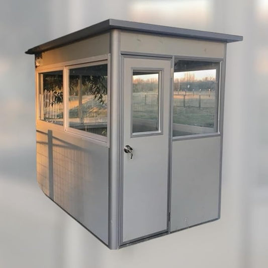 (5x6.5x7.5ft) Portable Security Guard Cabin, Outdoor Modern Security Booth with Alarm Light(White)