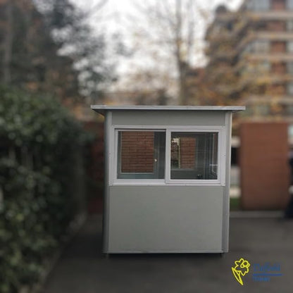 (5x6.5x7.5ft) Portable Security Guard Cabin, Outdoor Modern Security Booth with Alarm Light(White)