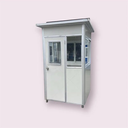 (4x4x7.5ft) Portable Security Guard Cabin, Outdoor Modern Security Booth with Alarm Light(White)- Extra Thick