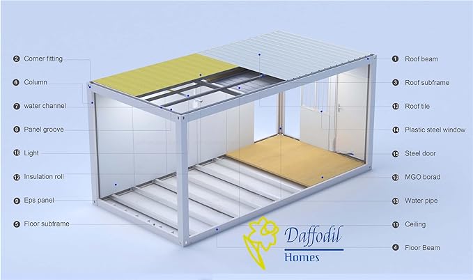Portable Prefabricated Container Office/Room/House, 30 Minute Installation, No Crane Required(20ft)