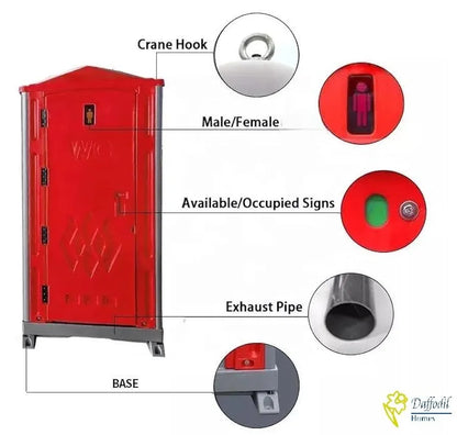 Heavy Duty HDPE Plastic Portable Toilet/Restroom (Red)