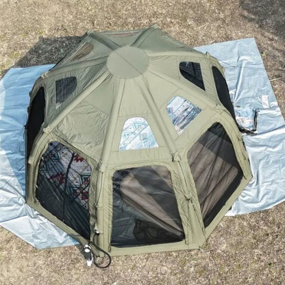 Luxury Outdoor Glamping Dome Tent Villa - Free Premium Camping Set & Stove Package(upto 10 person)- Green