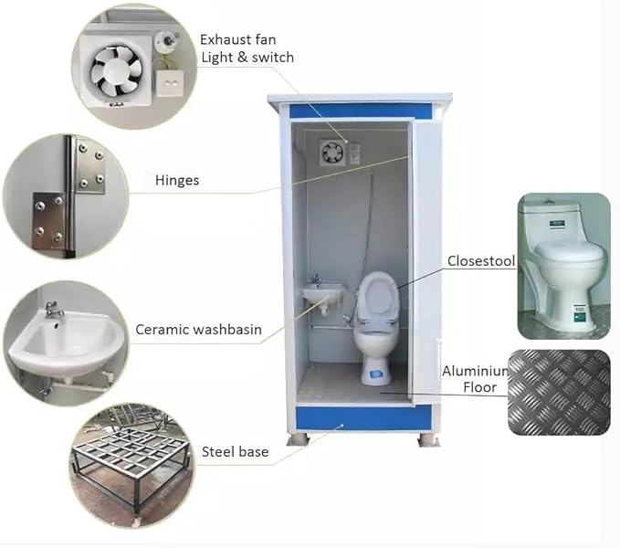 Portable outdoor toilet/restroom, high grade prefabricated portable mobile toilet for outdoor use(blue)
